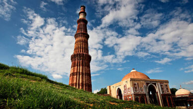 the grand qutub minar, new delhi, india.